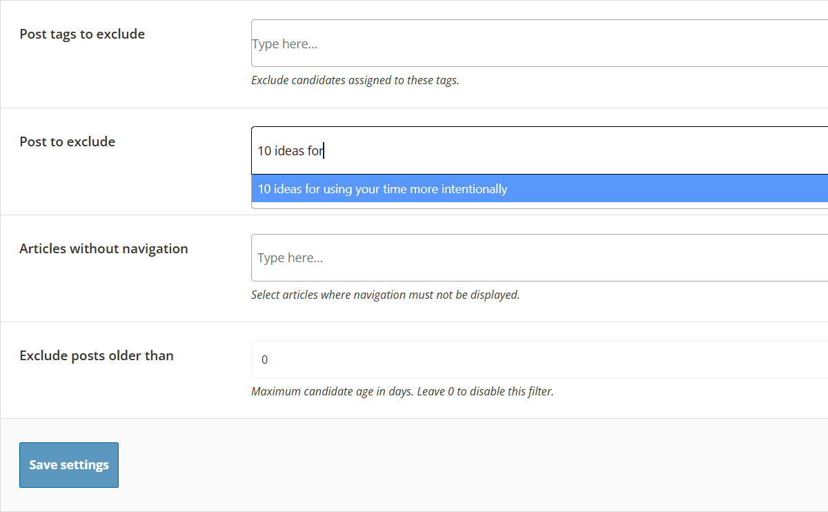 Exclude specific posts from navigation